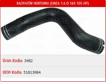 MASTER M3482 Radyatör Üst Hortumu 51813984 resmi