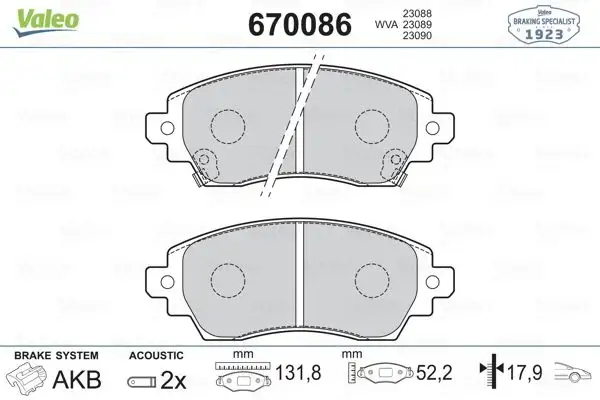 VALEO 670086 Ön Fren Balatası resmi