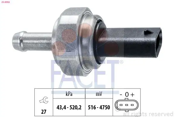 FACET 25.0002 Egzoz Basınç Sensörü 13628507634 resmi