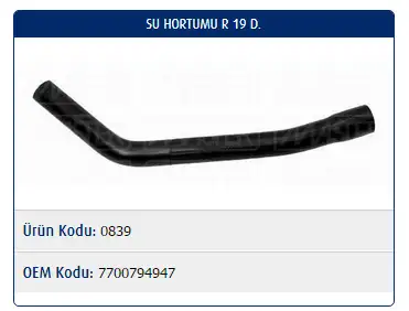MASTER M0839 Yedek Su Deposu Hortumu 7700794947 resmi