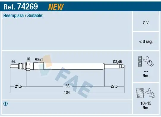 FAE 74269 Kızdırma Bujisi 46072020F resmi