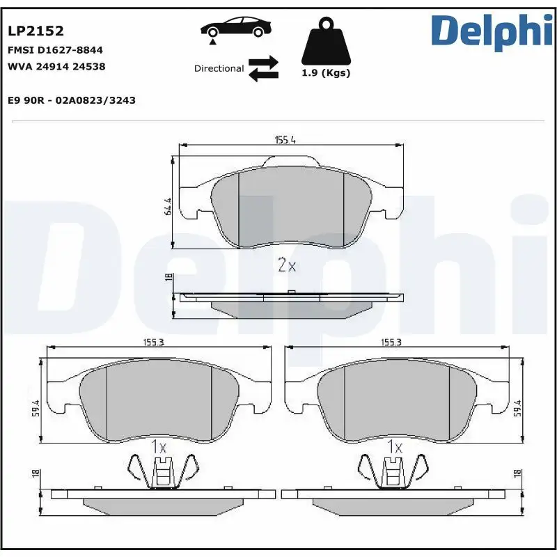 DELPHI LP2152 Ön Fren Balatası resmi