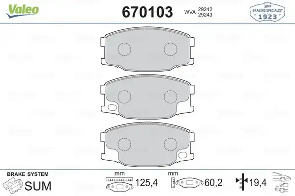 VALEO 670103 Ön Fren Balatası resmi
