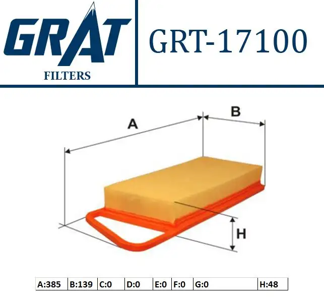 GRAT 17100 Hava Filtresi 2S6Q9601A1A resmi