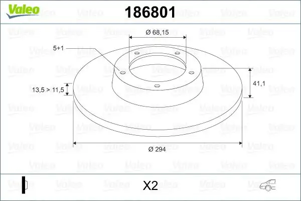 VALEO 186801 Arka Fren Diski 7D0615601A resmi