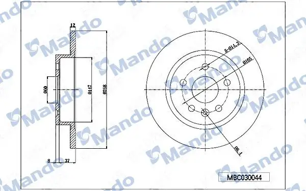 MANDO MBC030044 Arka Fren Diski resmi