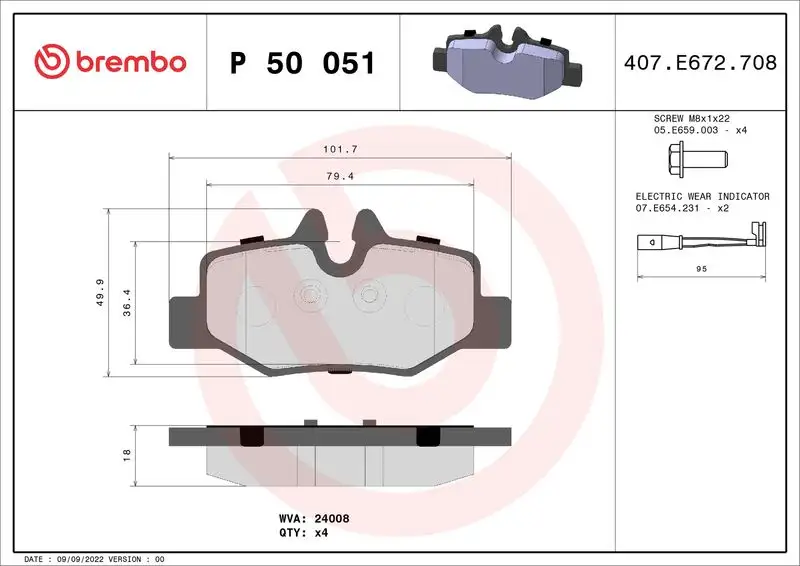 BREMBO P50051 Arka Fren Balatası resmi