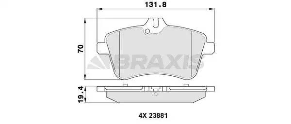 BRAXIS AA0099 Ön Fren Balatası A1694200820 resmi