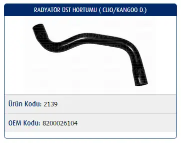 MASTER M2139 Radyatör Üst Hortumu 8200026104 resmi