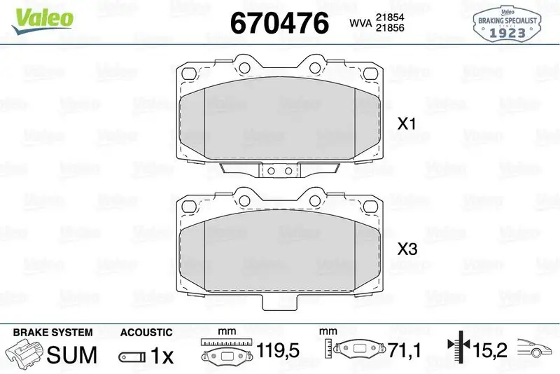 VALEO 670476 Ön Fren Balatası resmi