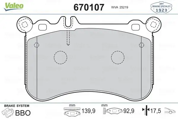 VALEO 670107 Ön Fren Balatası resmi