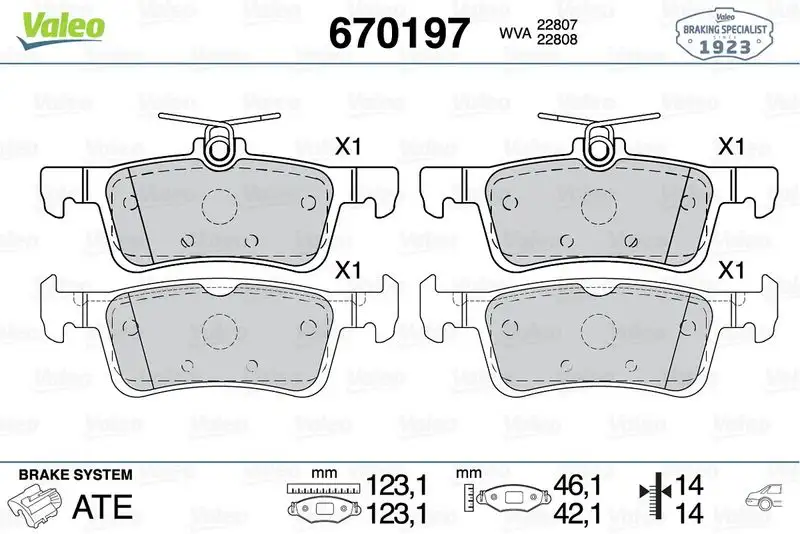 VALEO 670197 Arka Fren Balatası resmi