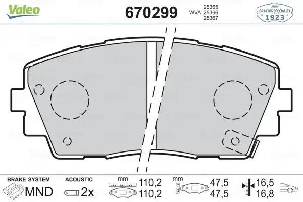 VALEO 670299 Ön Fren Balatası resmi