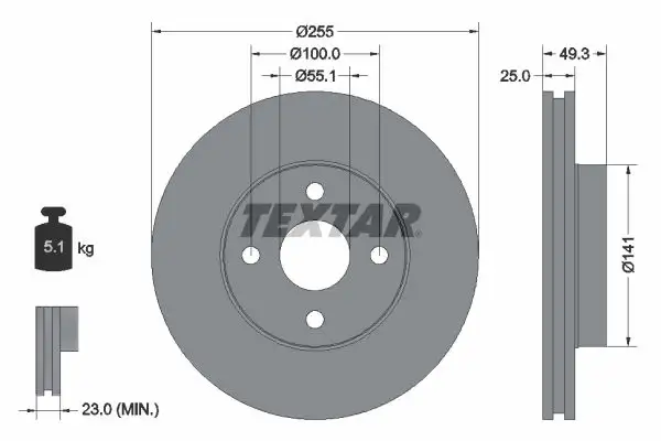 TEXTAR 92125803 Ön Fren Diski resmi
