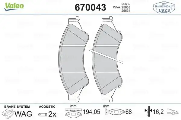 VALEO 670043 Ön Fren Balatası resmi
