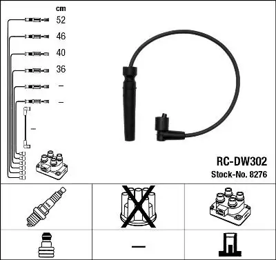 NGK 8276 (RCDW302) Buji Kablosu 96211948 resmi