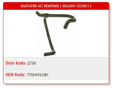 MASTER M2730 Radyatör Alt Hortumu 7700431180 resmi