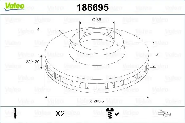 VALEO 186695 Ön Fren Diski resmi