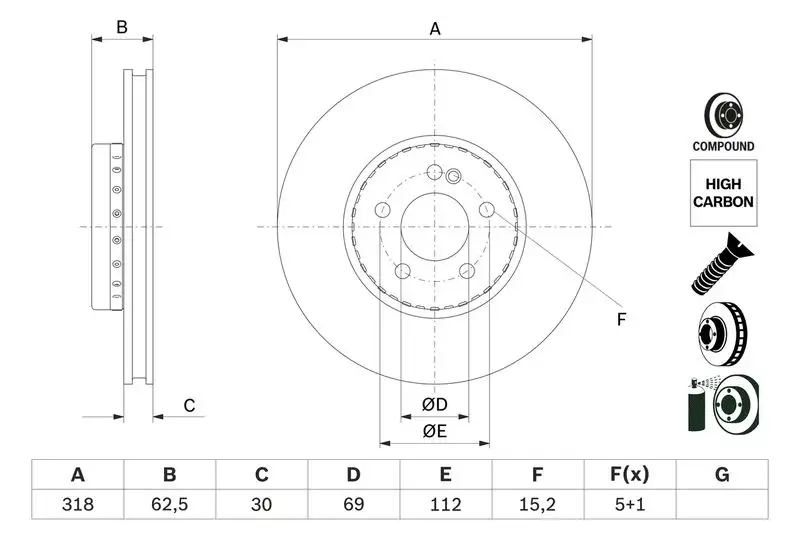 BOSCH 0986479H47 Ön Fren Diski A0004212612 resmi