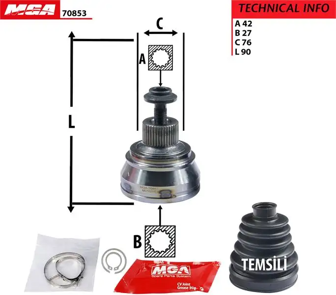 MGA 70853 Aks Kafası (Dış) 8K0498099 resmi