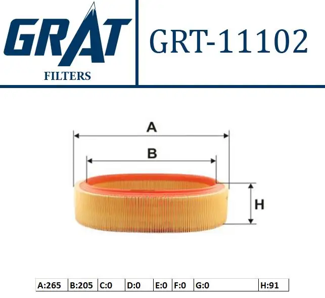 GRAT 11102 Hava Filtresi 7701070525 resmi