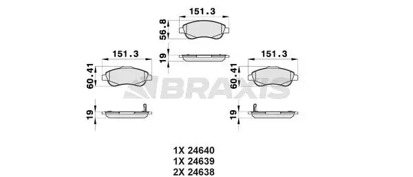 BRAXIS AB0162 Ön Fren Balatası 45022SWWG02 resmi