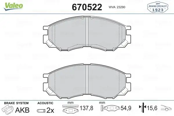 VALEO 670522 Ön Fren Balatası resmi