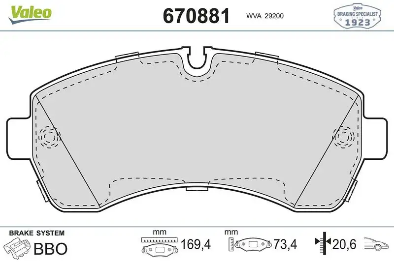 VALEO 670881 Ön Fren Balatası resmi
