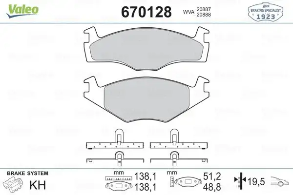 VALEO 670128 Ön Fren Balatası resmi
