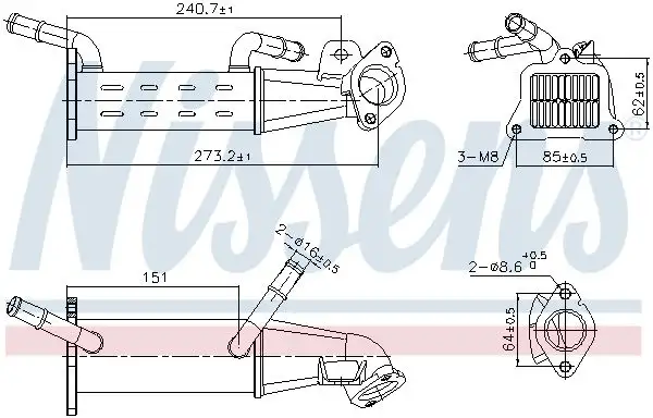 NISSENS 989451 EGR Soğutucusu 9800570780 resmi