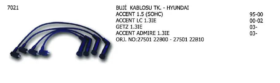 ÜNÜVAR 7021 Buji Kablosu 2750122B00 resmi