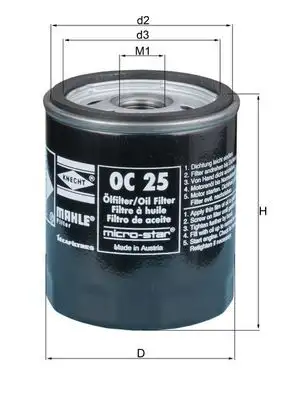 MAHLE OC25 Yağ Filtresi resmi