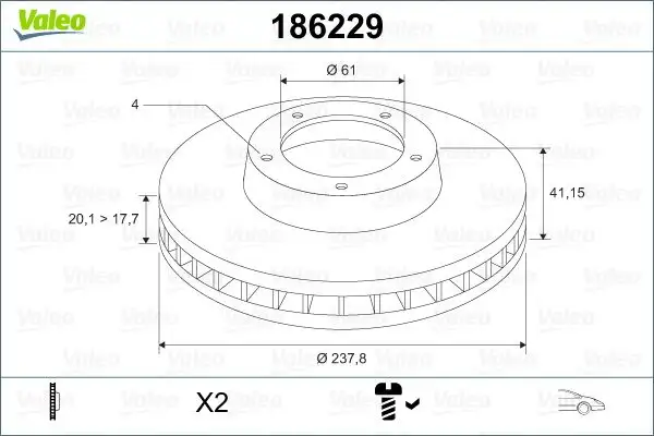 VALEO 186229 Ön Fren Diski 7700756572 resmi