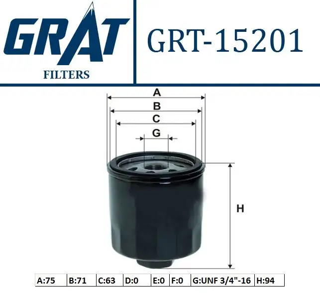 GRAT 15201 Yağ Filtresi 030115561AN resmi