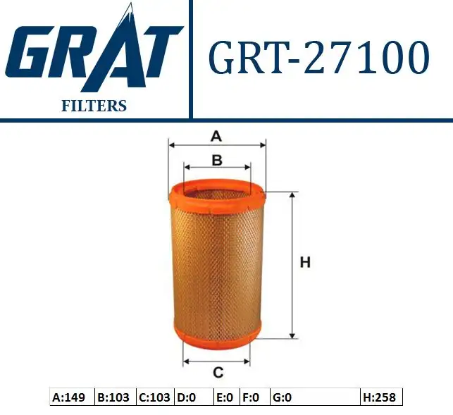 GRAT 27100 Hava Filtresi 7786626 resmi