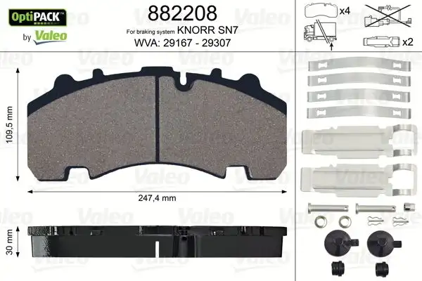 VALEO 882208 Arka Fren Balatası resmi