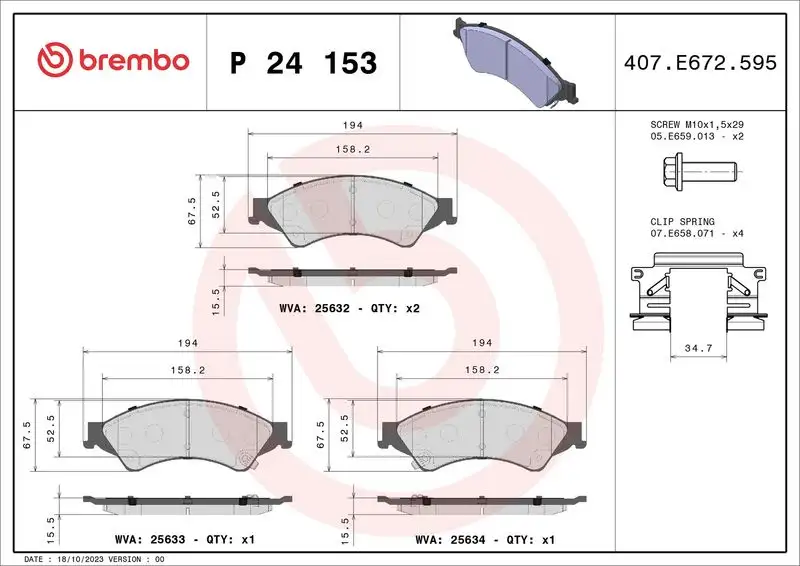BREMBO P24153 Ön Fren Balatası resmi