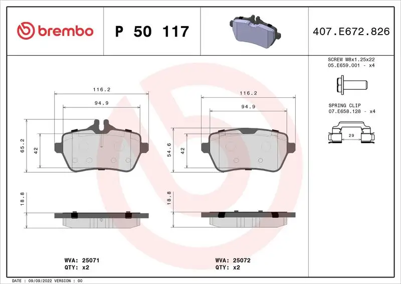 BREMBO P50117 Arka Fren Balatası resmi