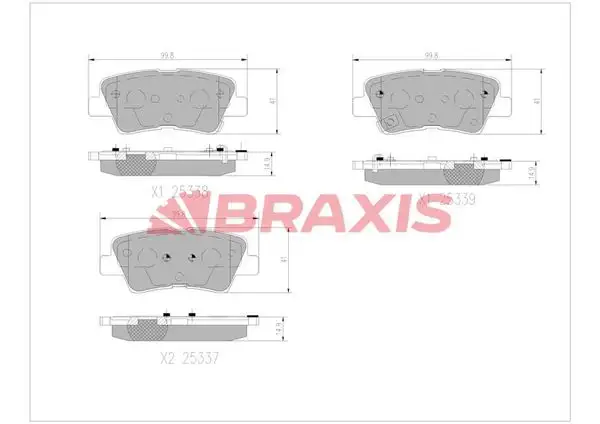 BRAXIS AA0756 Arka Fren Balatası 58302G6A01 resmi