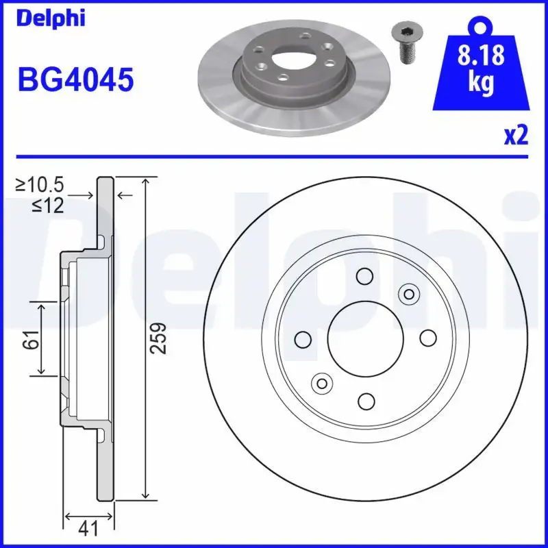 DELPHI BG4045 Ön Fren Diski resmi