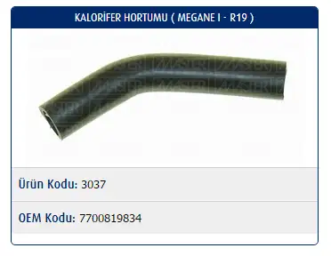 MASTER M3037 Kalorifer Hortumu 7700819834 resmi