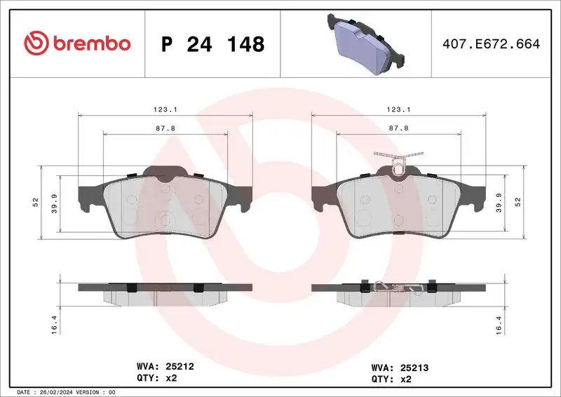 BREMBO P24148 Arka Fren Balatası resmi