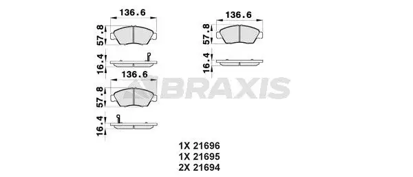 BRAXIS AB0170 Ön Fren Balatası resmi
