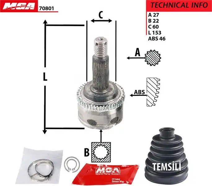 MGA 70801 Aks Kafası (Dış) 495001L010 resmi