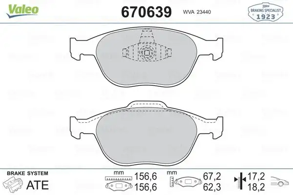 VALEO 670639 Ön Fren Balatası resmi
