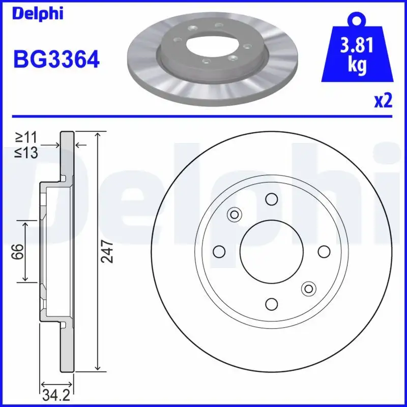 DELPHI BG3364 Ön Fren Diski resmi