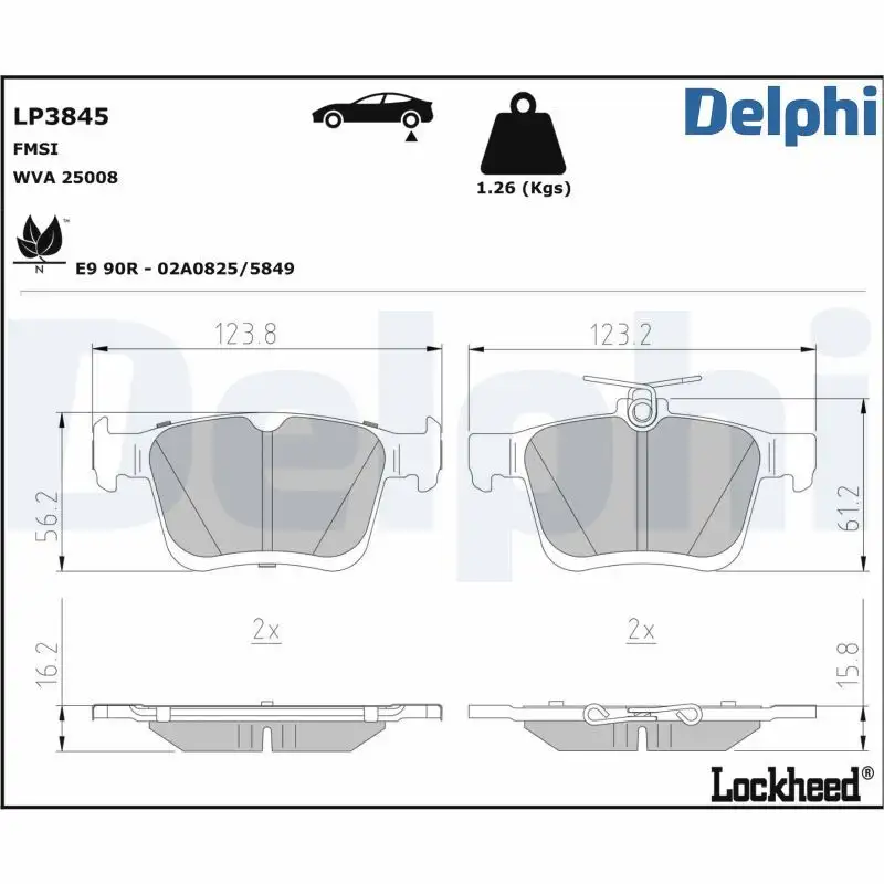 DELPHI LP3845 Arka Fren Balatası 5Q0698451AE resmi