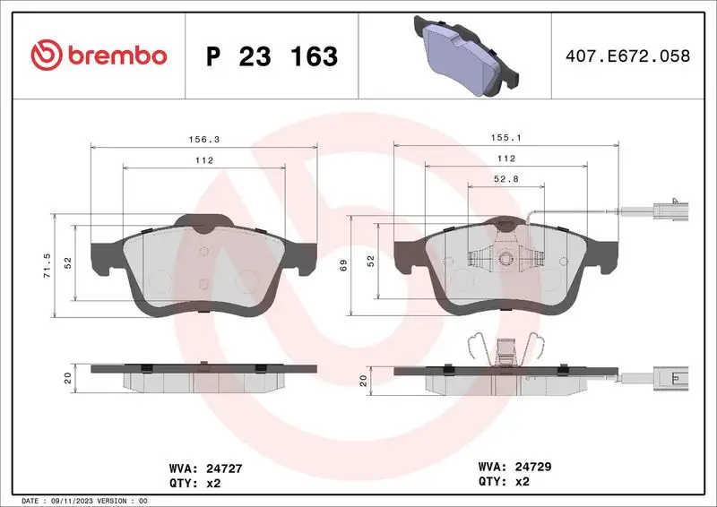 BREMBO P23163 Ön Fren Balatası resmi