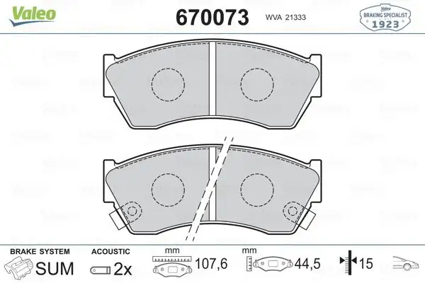 VALEO 670073 Ön Fren Balatası resmi