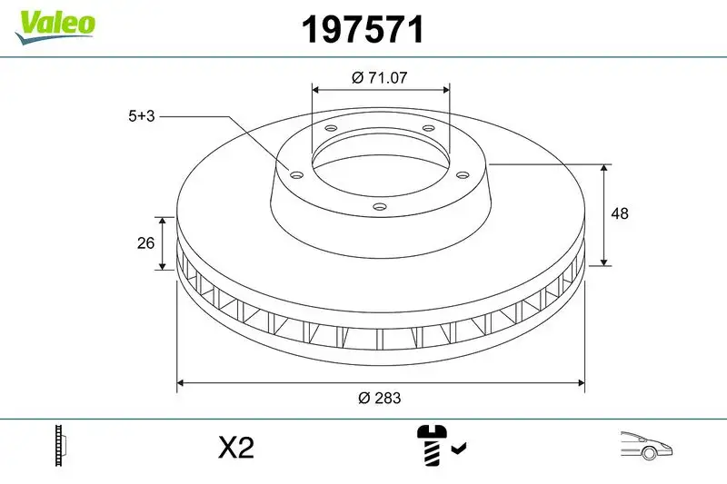 VALEO 197571 Ön Fren Diski 9805961480 resmi
